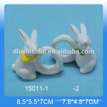 Fabulous rabbit shaped ceramic napkin rings decoration for modern tableware